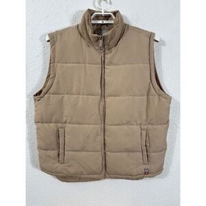 Swiss Cross Puffer Vest Mens XL Tan Quilted Sleeveless Jacket